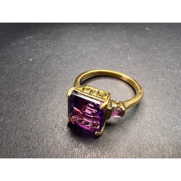 NEW African amethyst ring in vermeil yellow gold size 9 - Picture 8 of 16